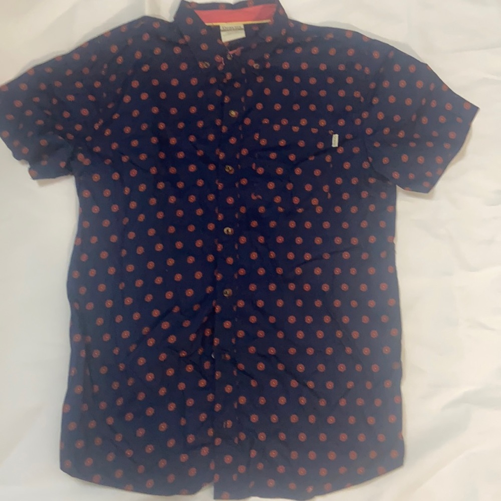 Blue and burgundy button down short sleeve